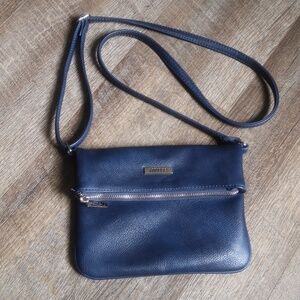 Roots 73 vegan leather crossbody flap purse, navy blue